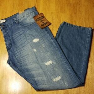 𝅺jeanius UNISEX AKADEMIKS INDIGO DISTRESSED JEANS